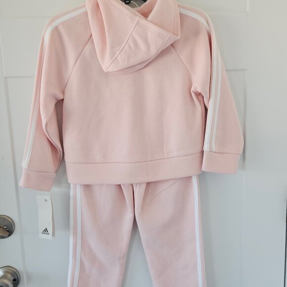 Girls Size 5 Adidas Two Piece set.  Light Pink Zippered Hoodie and Pants NWT - Picture 4 of 8